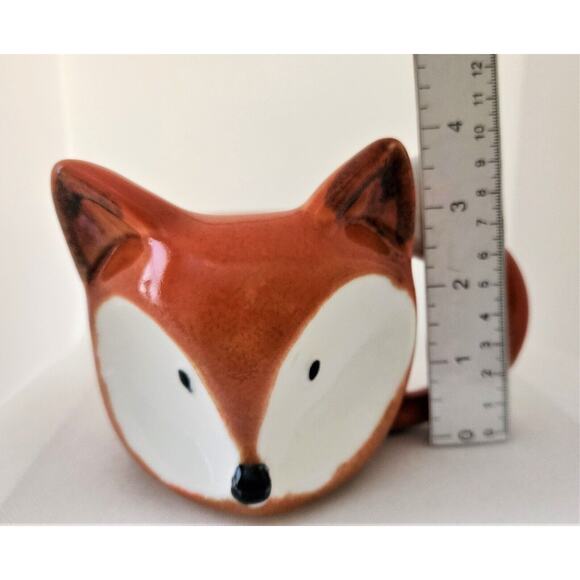 MUG/CUP-STREAMLINE-Fox Face-Tail for Handle-Orange-White-Unique - Picture 9 of 10